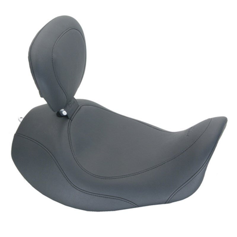 Mustang 06-17 Harley Dyna Wide Tripper Forward Solo Seat w/Driver Backrest - Black Solo Motorcycle Seats Mustang Motorcycle