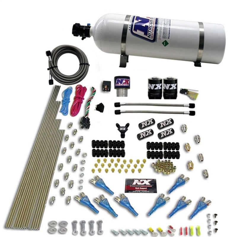 Nitrous Express Pro-Shk/Gas (200-600HP) 2 Fuel 1 Supershark Solenoid Nitrous Kit w/15lb Bottle Nitrous Systems Nitrous Express