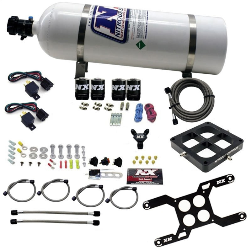 Nitrous Express Dominator Dual Stage Billet Crossbar Nitrous Kit (50-300 & 100-500HP) w/15lb Bottle Nitrous Systems Nitrous Express