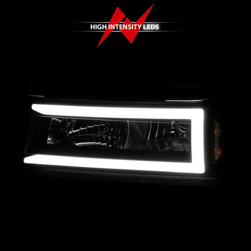 ANZO 04-12 GM Colorado/Canyon/I-Series Crystal Headlights - w/ Light Bar Black Housing 4pcs Headlights ANZO