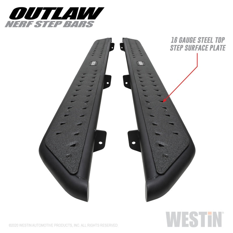 Westin 2020 Jeep Gladiator Outlaw Nerf Step Bars - Textured Black Nerf Bars Westin
