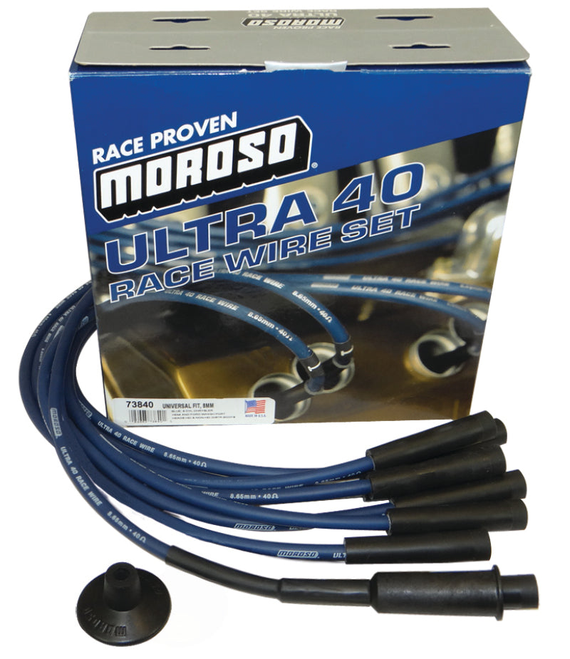 Moroso Universal/Mopar/Chrysler (w/Hemi Heads) Ignition Wire Set - Ultra 40 - Blue Spark Plug Wire Sets Moroso