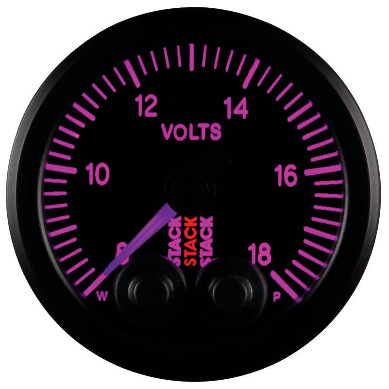Autometer Stack 52mm 8-18V Pro-Control Battery Voltage Gauge -Black Gauges AutoMeter