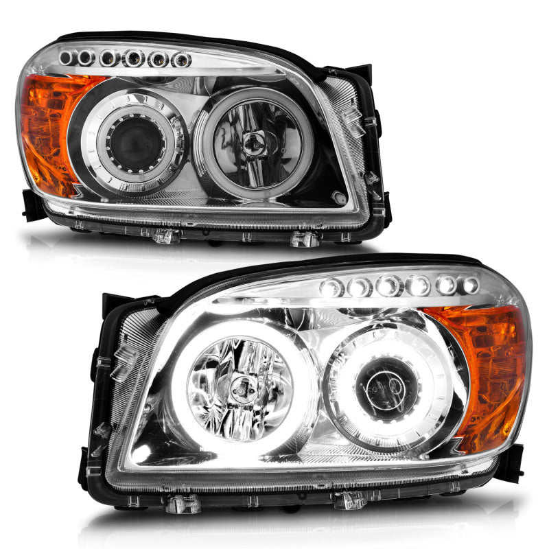 ANZO 2006-2008 Toyota Rav4 Projector Headlights w/ Halo Chrome (CCFL) Headlights ANZO