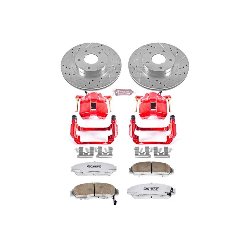 Power Stop 03-07 Honda Accord Front Z26 Street Warrior Brake Kit w/Calipers Brake Kits - Performance D&S PowerStop