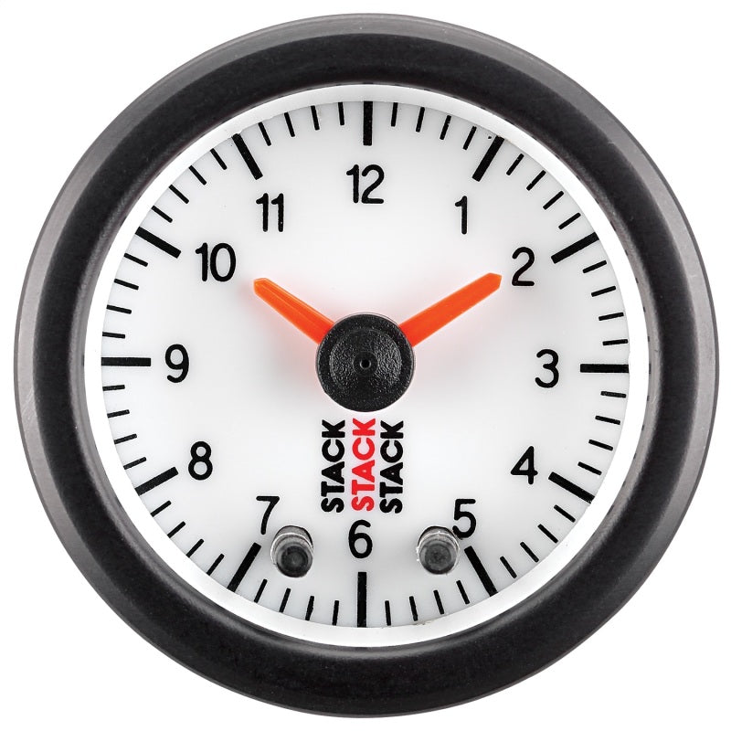 Autometer Stack Analog Clock Gauge - White Gauges AutoMeter