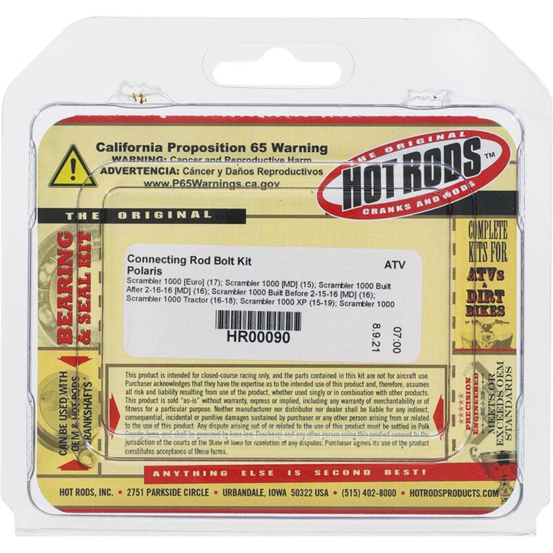 Hot Rods 09-12/2014 Polaris Sportsman 850 XP EPS 850cc Connecting Rod Bolt Kit Connecting Rods - Powersports Hot Rods