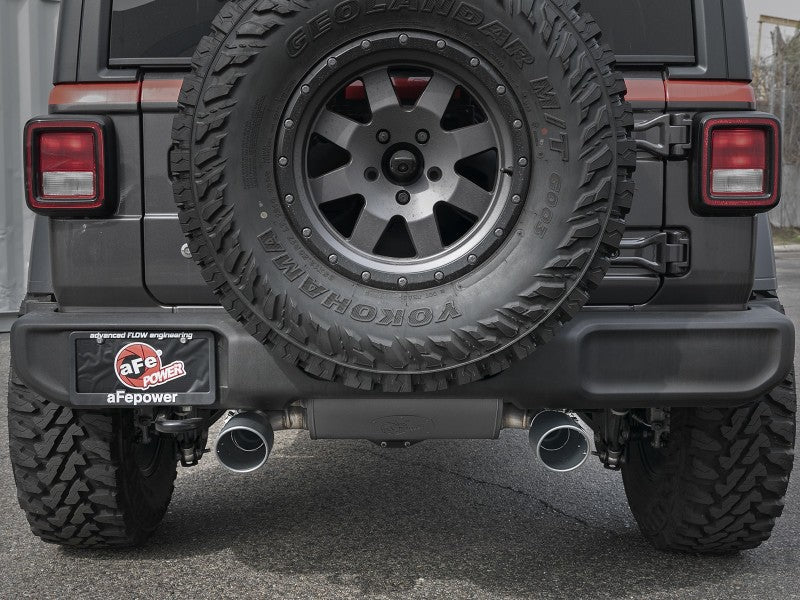 aFe Rebel Series 409 Stainless Steel Cat-Back Exhaust 18-21 Jeep Wrangler JL 2.0L (t) - Black Tip Catback aFe