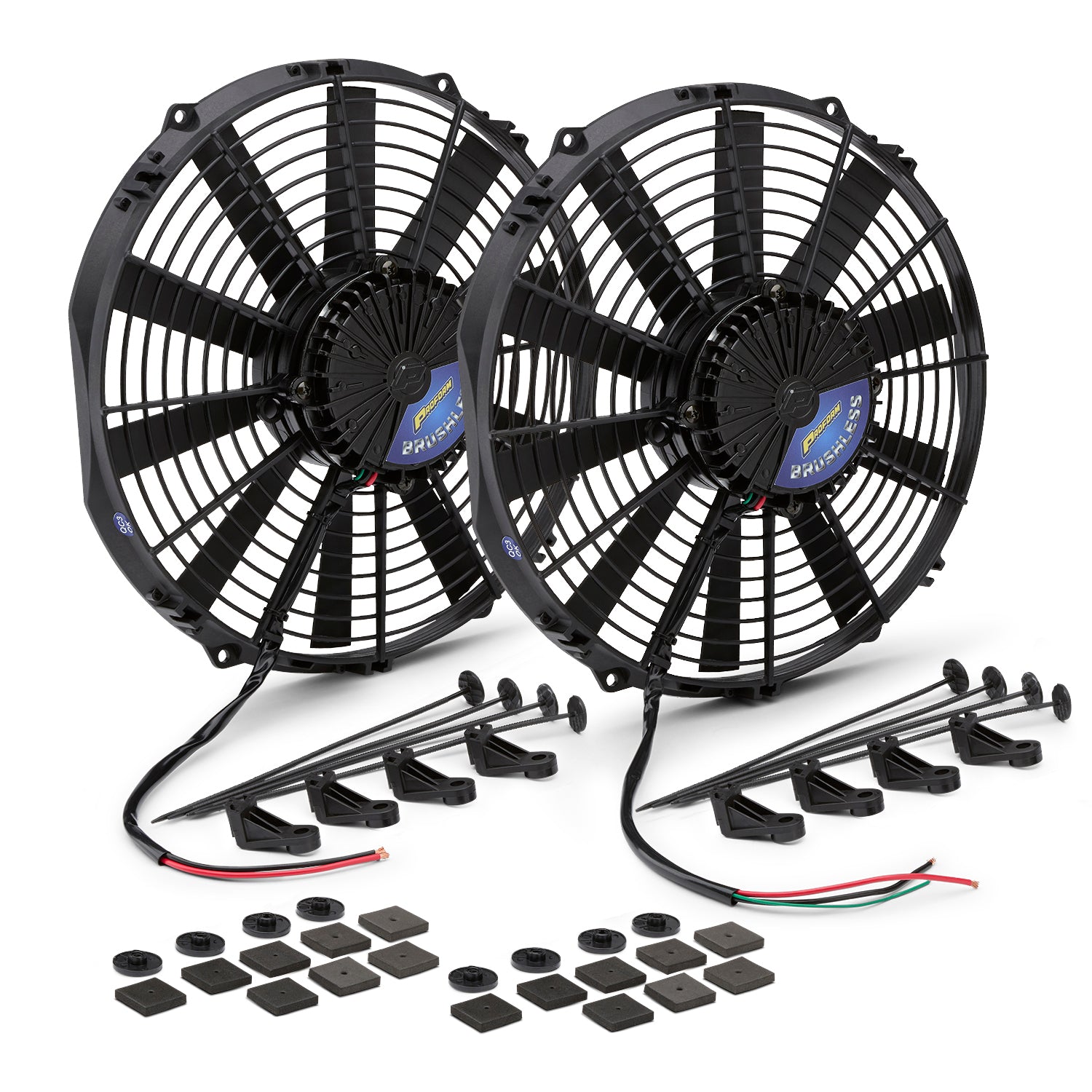 Universal Brushless Fan Dual 12in Straight Blade Engine Cooling Fan Proform