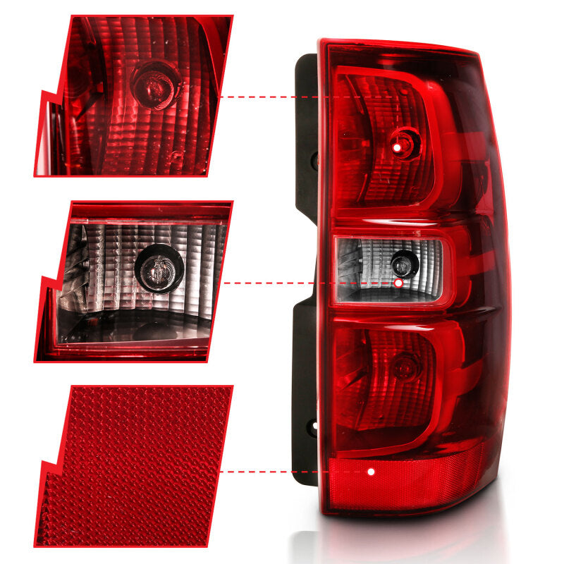 ANZO 2007-2014 Chevy Tahoe Taillight Red/Clear Lens (OE Replacement) Tail Lights ANZO