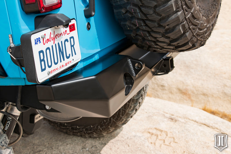 ICON 07-18 Jeep Wrangler JK Pro Series 2 Rear Bumper w/Hitch/Tabs Bumpers - Steel ICON