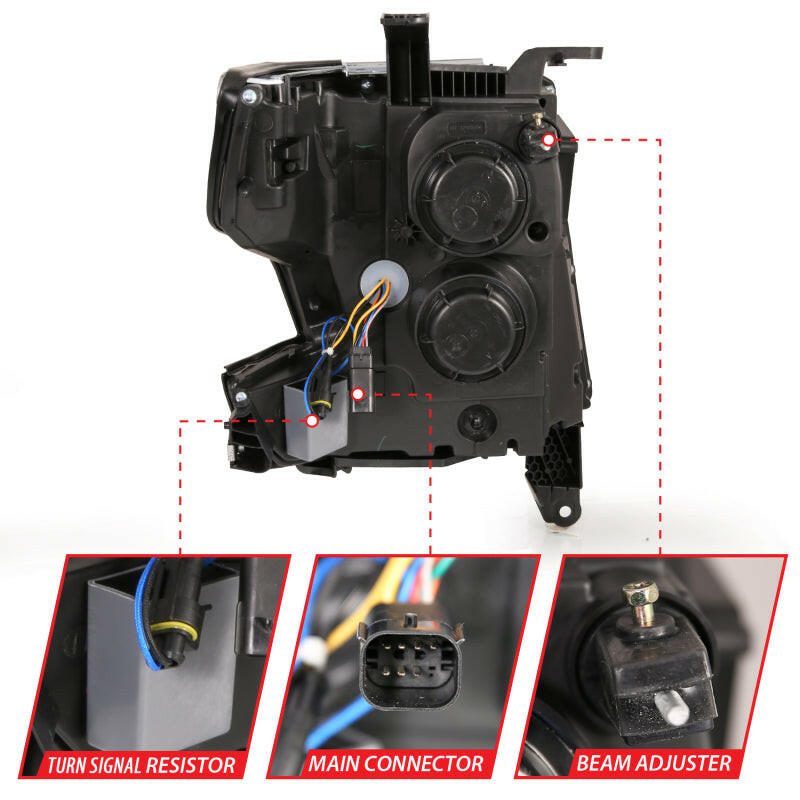 ANZO 15-20 Chevy Tahoe/Suburban LED Light Bar Style Headlights Black w/Sequential w/DRL w/Amber Headlights ANZO