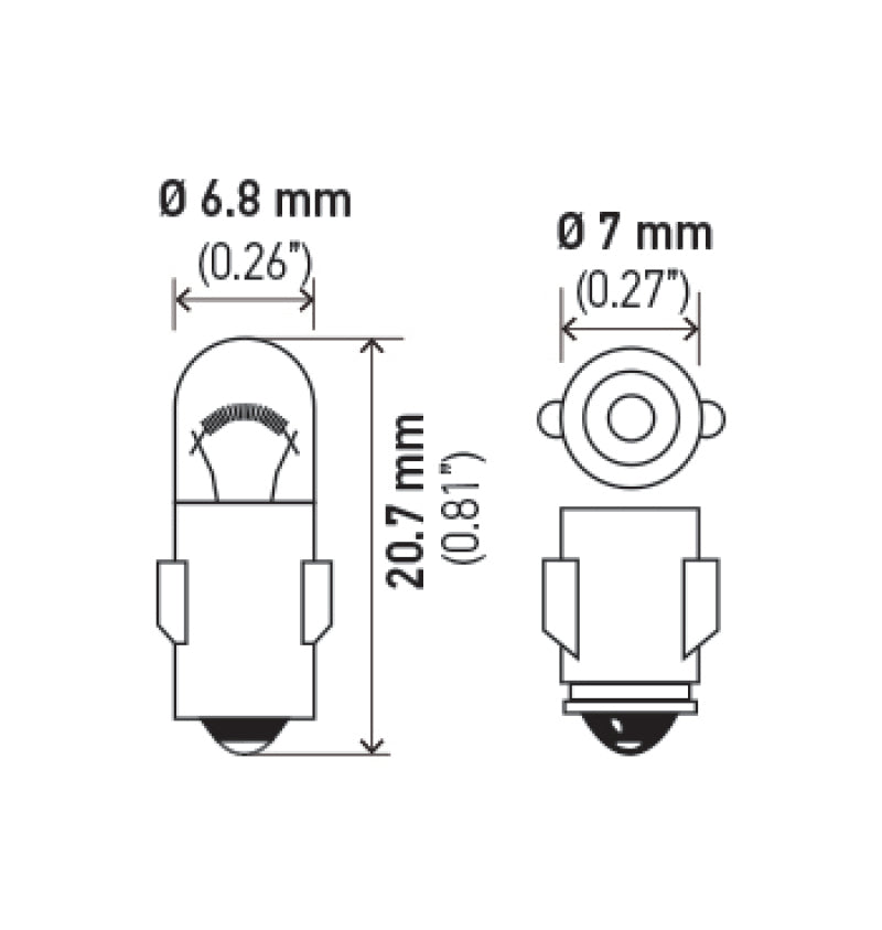 Hella 3898 12V 2W BA7s T2 Halogen Bulb (Min Order Qty 10) Bulbs Hella