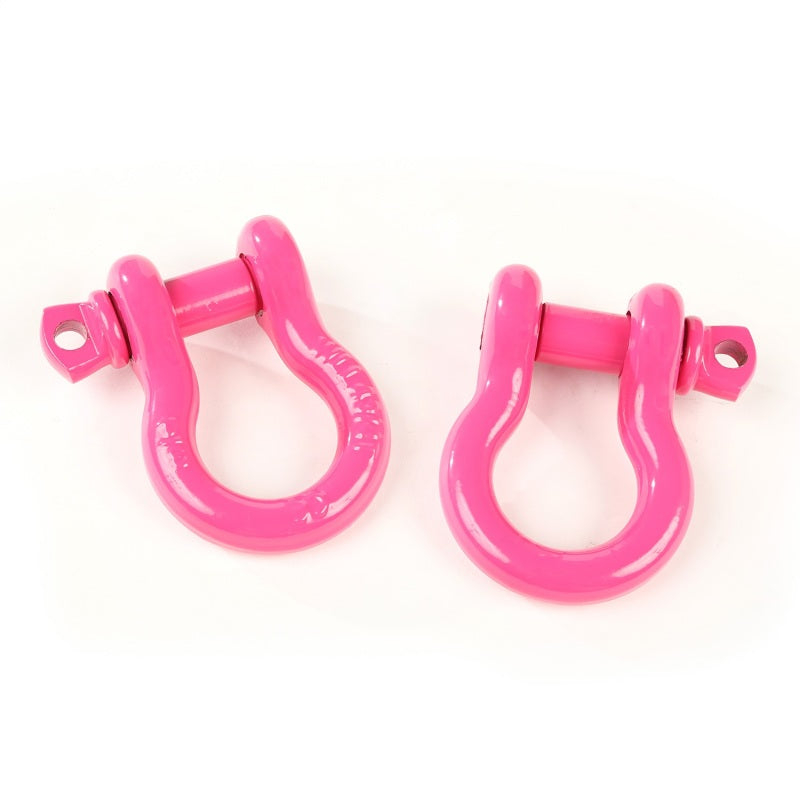 Rugged Ridge Pink 3/4in D-Ring Shackles Shackle Kits Rugged Ridge