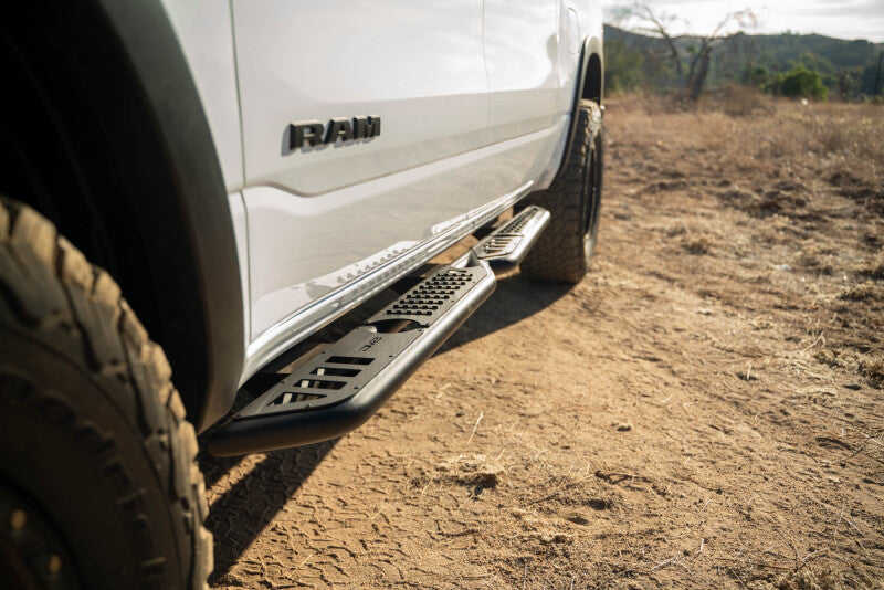 DV8 Offroad 19-25 RAM 1500 Crew Cab OE Plus Side Steps - Black Steel Side Steps DV8 Offroad