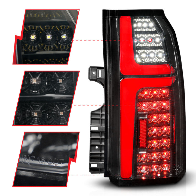 ANZO 15-20 Chevrolet Tahoe Sequential LED Tube Taillights Black Tail Lights ANZO