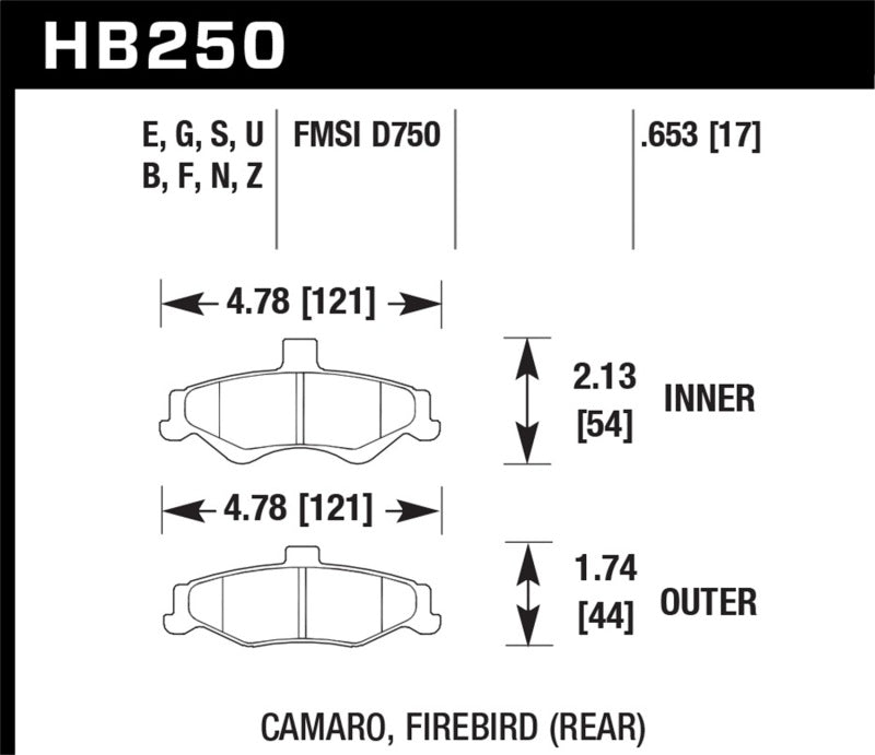 Hawk 1998-2002 Chevrolet Camaro SS 5.7 HPS 5.0 Rear Brake Pads Brake Pads - Performance Hawk Performance