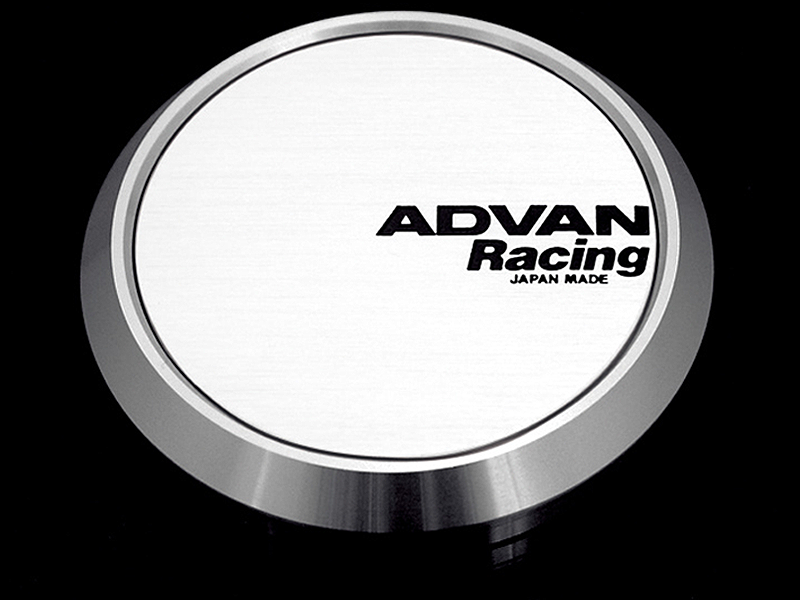 Advan 63mm Flat Centercap - White/Silver Alumite Wheel Center Caps Advan