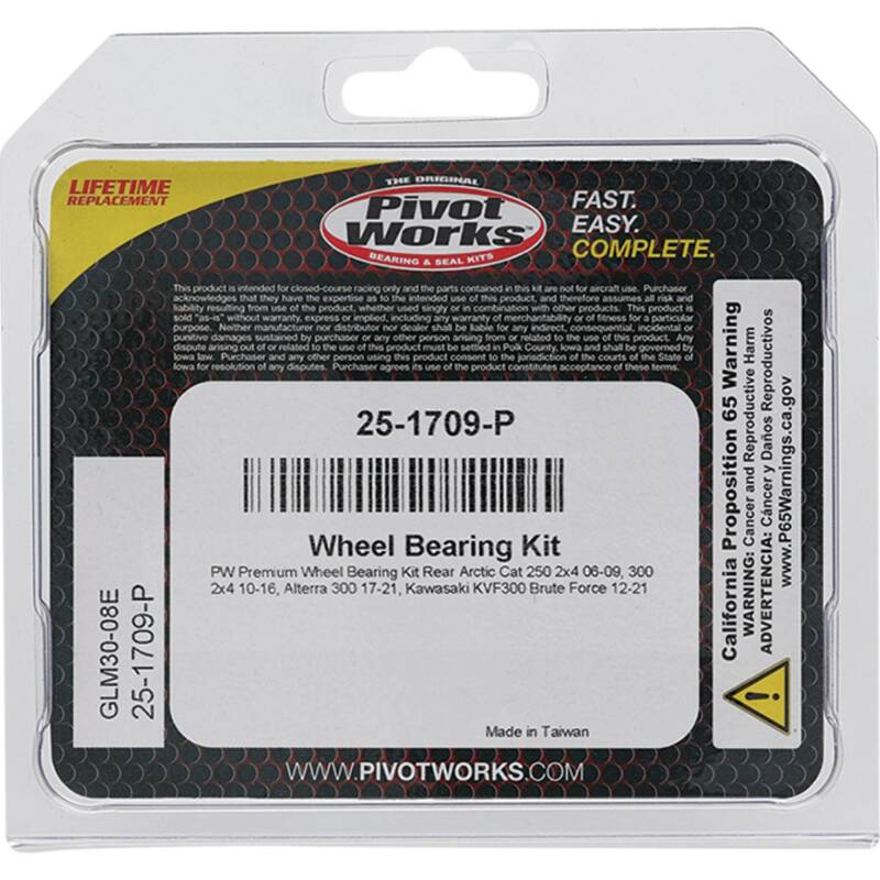 Pivot Works Arctic Cat, Kawasaki Wheel Bearing Kit Premium Bearings Control Arms Pivot Works