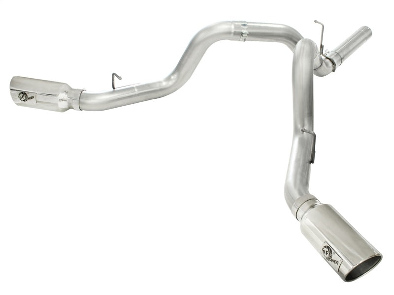 aFe MACHForce XP Exhaust Aluminized Dual Split DPF Back 11-15 GM Diesel Truck V8-6.6L (td) (pol tip) DPF Back aFe