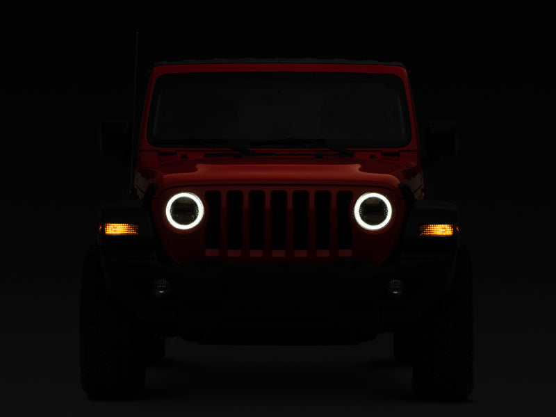 Raxiom 18-22 Jeep Wrangler JL/JT Axial Series LED Headlights- Black Housing (Clear Lens) Headlights Raxiom