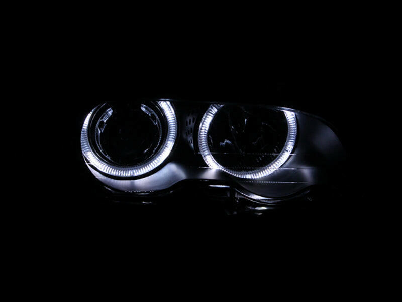 ANZO 2000-2003 BMW 3 Series E46 Projector Headlights w/ Halo Black Headlights ANZO