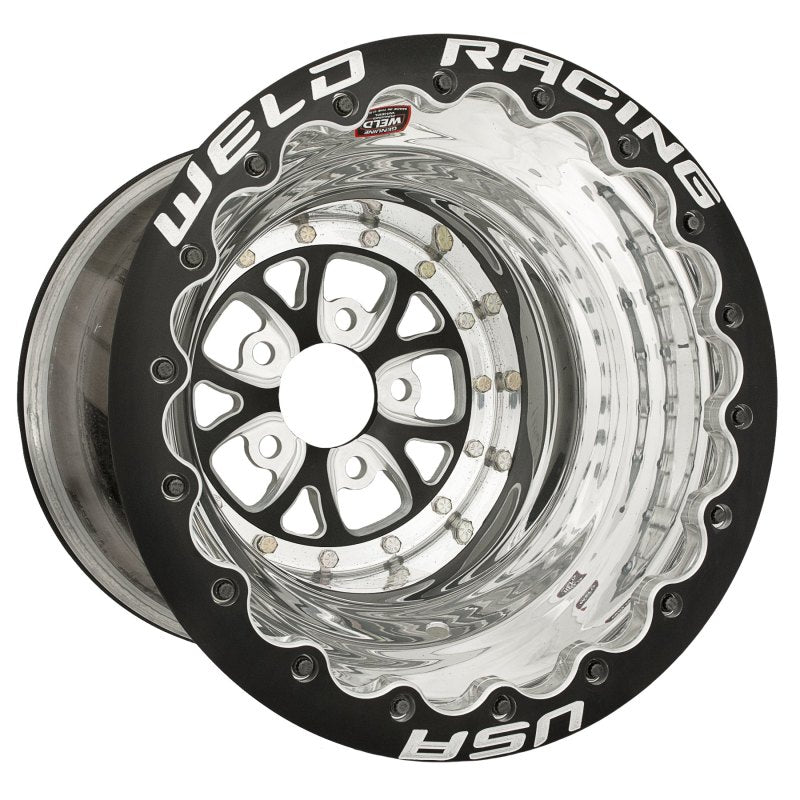 Weld V-Series 16x16 / 5x4.75 BP / 5in. BS Black Wheel - Black Double Beadlock Wheels - Forged Weld
