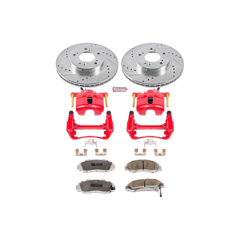 Power Stop 97-01 Acura Integra Front Z26 Street Warrior Brake Kit w/Calipers Brake Kits - Performance D&S PowerStop