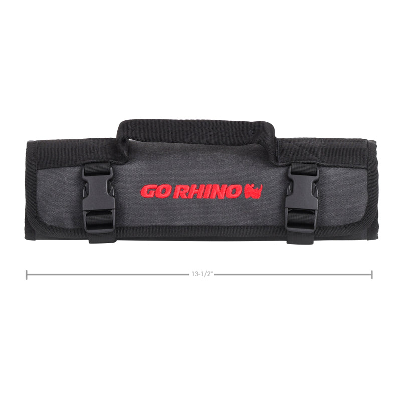 Go Rhino XVenture Gear Tool Wrench Roll - Small (3.5x3.5in. Closed) 12oz Waxed Canvas - Black Cargo Boxes & Bags Go Rhino