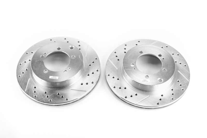 Power Stop 03-06 Mitsubishi Lancer Rear Evolution Drilled & Slotted Rotors - Pair Brake Rotors - Slot & Drilled PowerStop