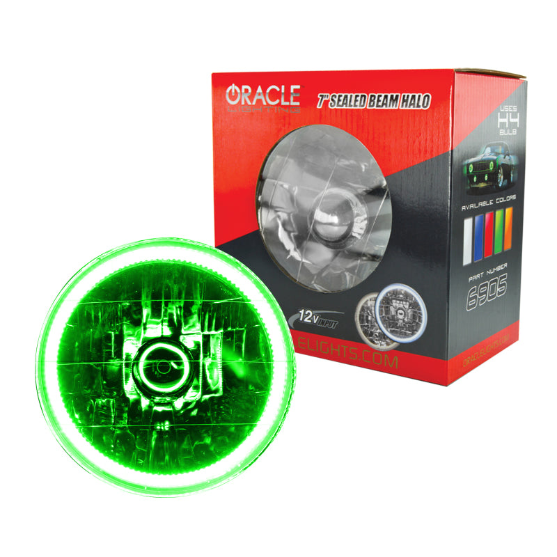 Oracle Pre-Installed Lights 7 IN. Sealed Beam - Green Halo Headlights ORACLE Lighting