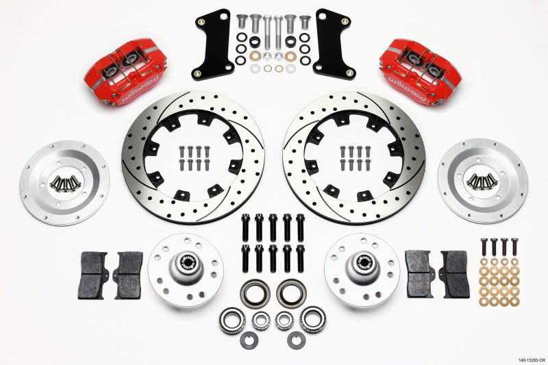 Wilwood Dynapro Dust-Boot Front Kit 12.19in Drilled Red 67-69 Camaro 64-72 Nova Chevelle Big Brake Kits Wilwood