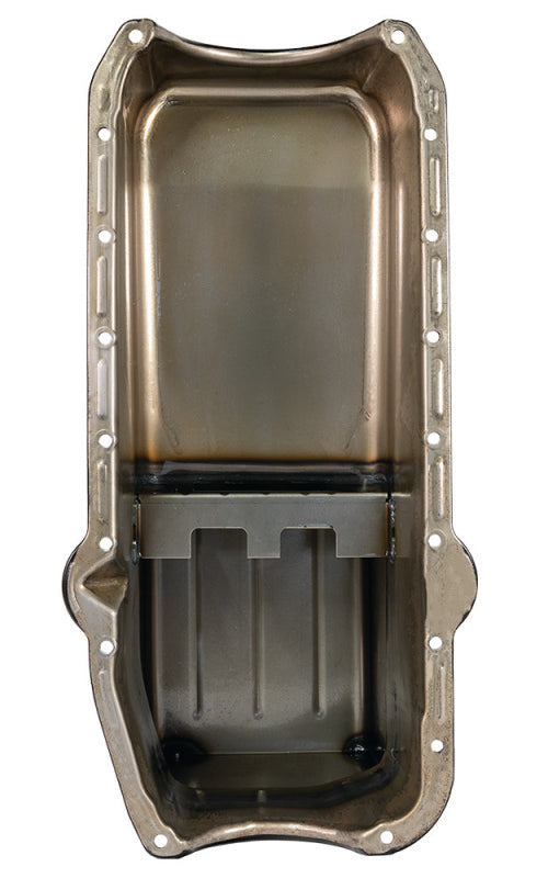 Moroso Pre-80 Chevrolet Small Block (w/Driver Side Dipstick) Wet Sump 7qt 9.5in Steel Oil Pan - Blk Oil Pans Moroso