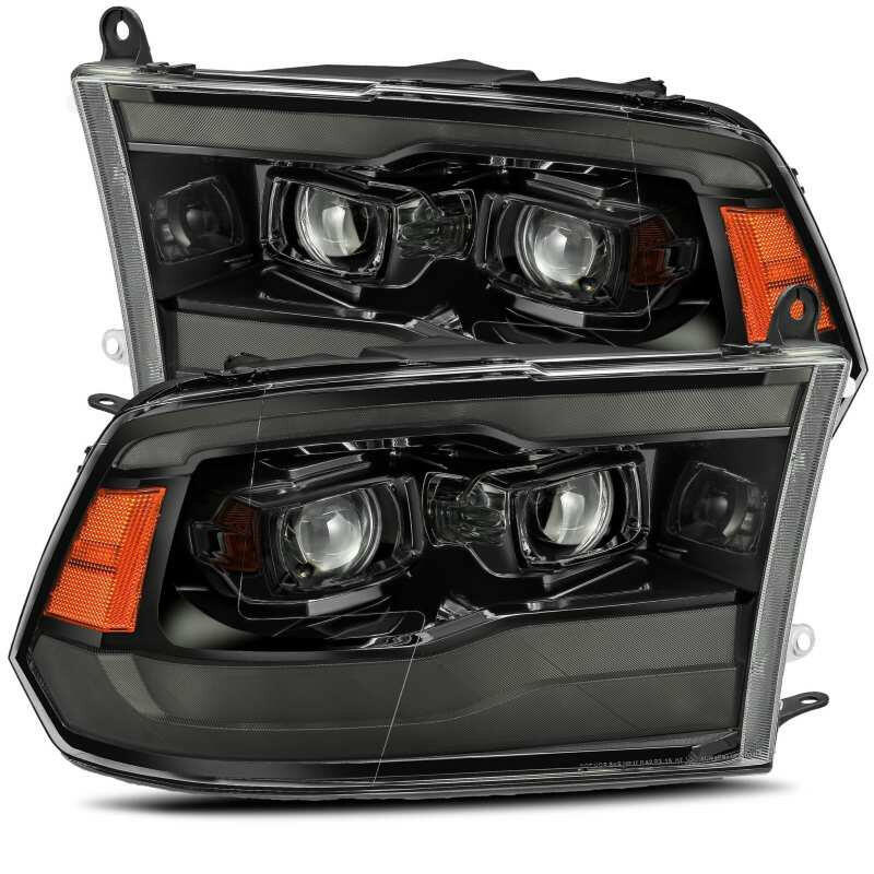 AlphaRex 09-18 Dodge Ram 1500 PRO-Series Projector Headlights Plank Style Alpha Blk w/Seq Signal/DRL Headlights AlphaRex