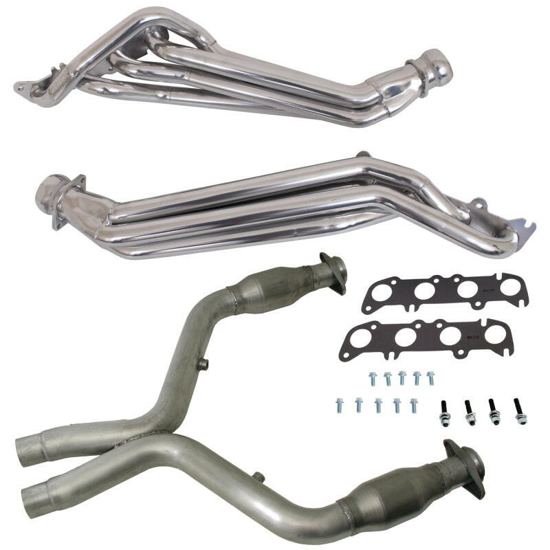 BBK 11-14 Ford Mustang GT 1-3/4 Long Tube Headers w/High Flow Catted Mid Pipe (Silver Ceramic) Headers & Manifolds BBK