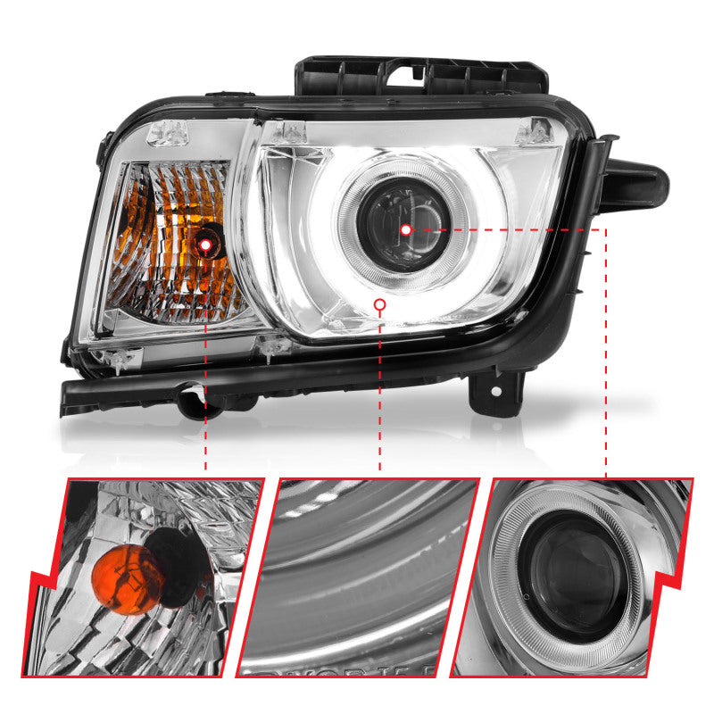 ANZO 2010-2013 Chevrolet Camaro Projector Headlights w/ Halo Chrome (CCFL) Headlights ANZO