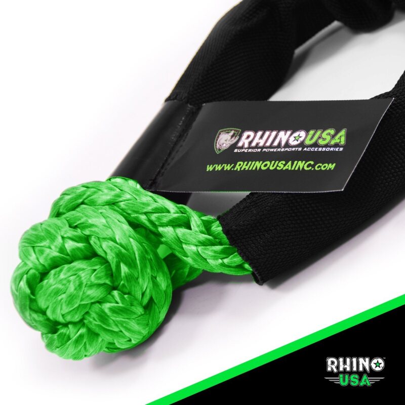 Rhino USA Synthetic Soft Shackle (2Pk 3/8InX22In) (Green) Shackle Kits Rhino USA