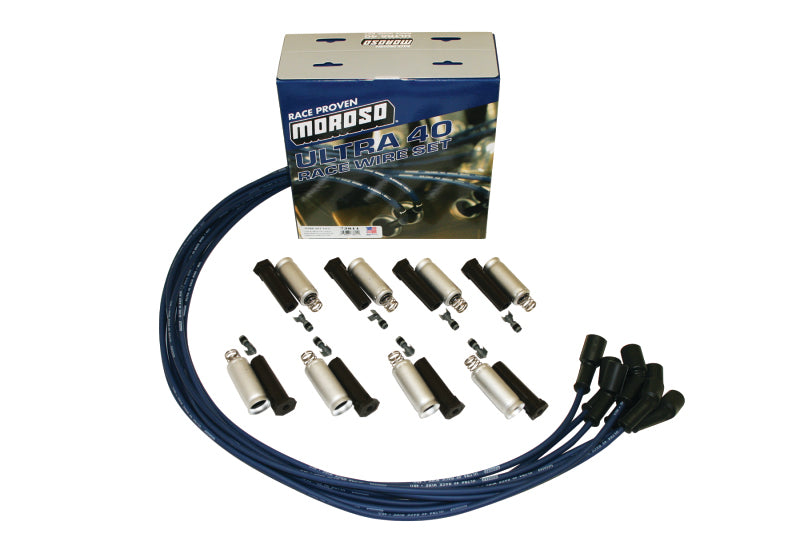 Moroso GM LS Ignition Wire Set - Ultra 40 - Unsleeved - Coil-On - Blue Spark Plug Wire Sets Moroso
