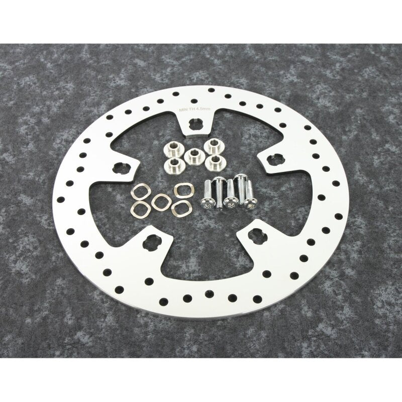 Bikers Choice 14-Up Touring Lug Mount Polished Stainless Front Brake Rotor With Hardware Brake Rotors - Drilled Bikers Choice