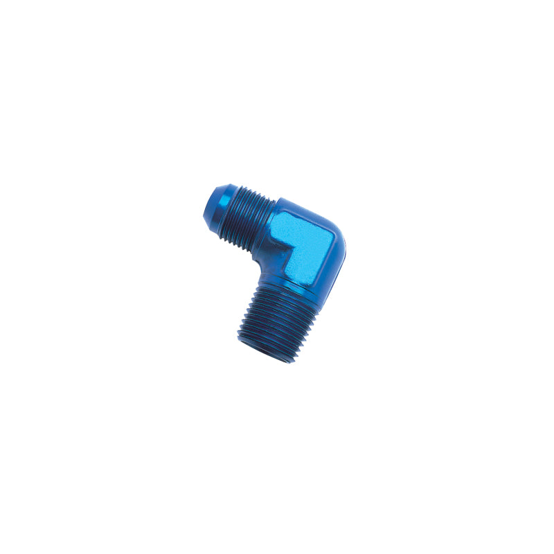 Russell Performance -6 AN to 3/8in NPT 90 Degree Flare to Pipe Adapter (Blue) Fittings Russell