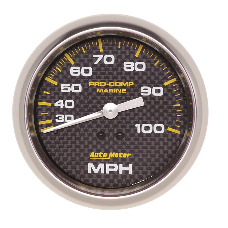 Autometer Marine Carbon Fiber 3-3/8in 100 MPH Mechanical Speedometer Gauge Gauges AutoMeter