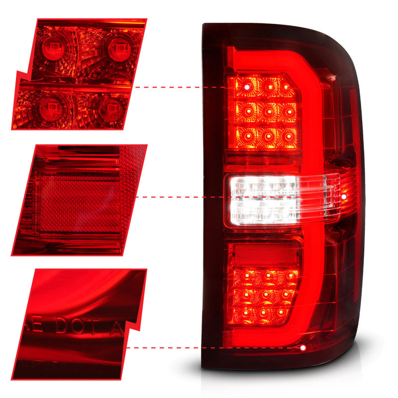 ANZO 14-18 GMC Sierra 1500 LED Taillights Red/Clear Tail Lights ANZO