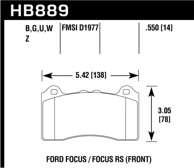 Hawk 2017 Ford Focus DTC-70 Race Front Brake Pads Brake Pads - Racing Hawk Performance