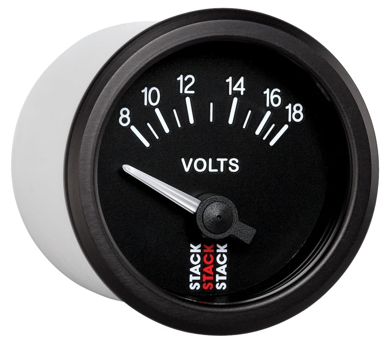 Autometer Stack Instruments 52mm 8-18V Electric Battery Voltage Gauge - Black Gauges AutoMeter