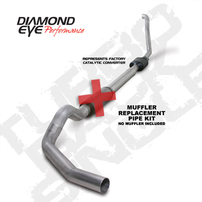 Diamond Eye KIT 5in TB MFLR RPLCMENT PIPE SGL ALUM 94-97 5 7 3L F250/F350 PWRSTROKE NFS W CARB STDS Turbo Back Diamond Eye Performance