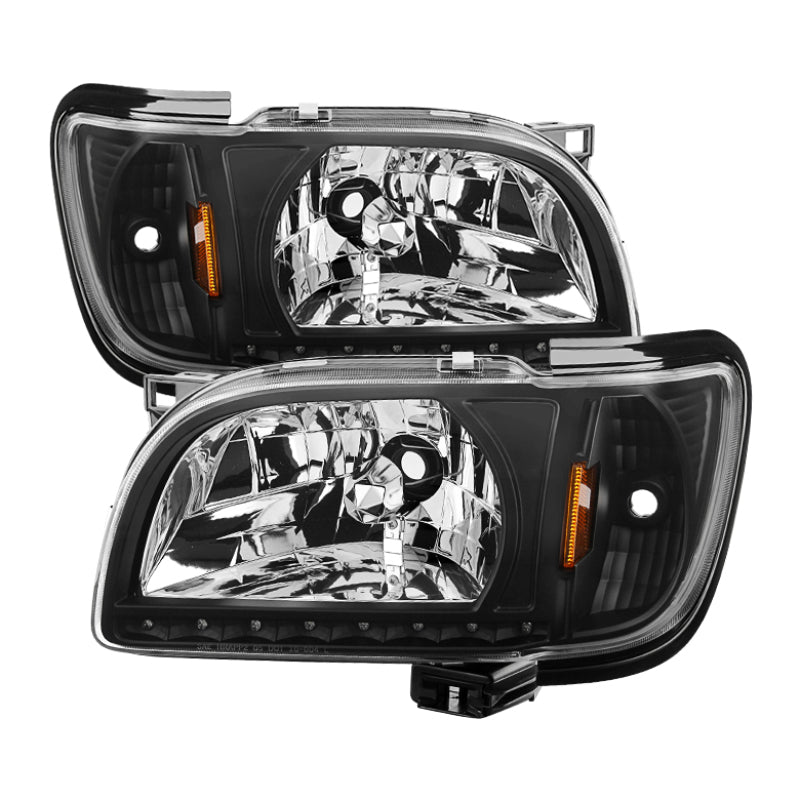 xTune Toyota Tacoma 01-04 1 Piece w/ Black Trim Crystal Headlights Black HD-ON-TT01-1PC-LED-BK Headlights SPYDER