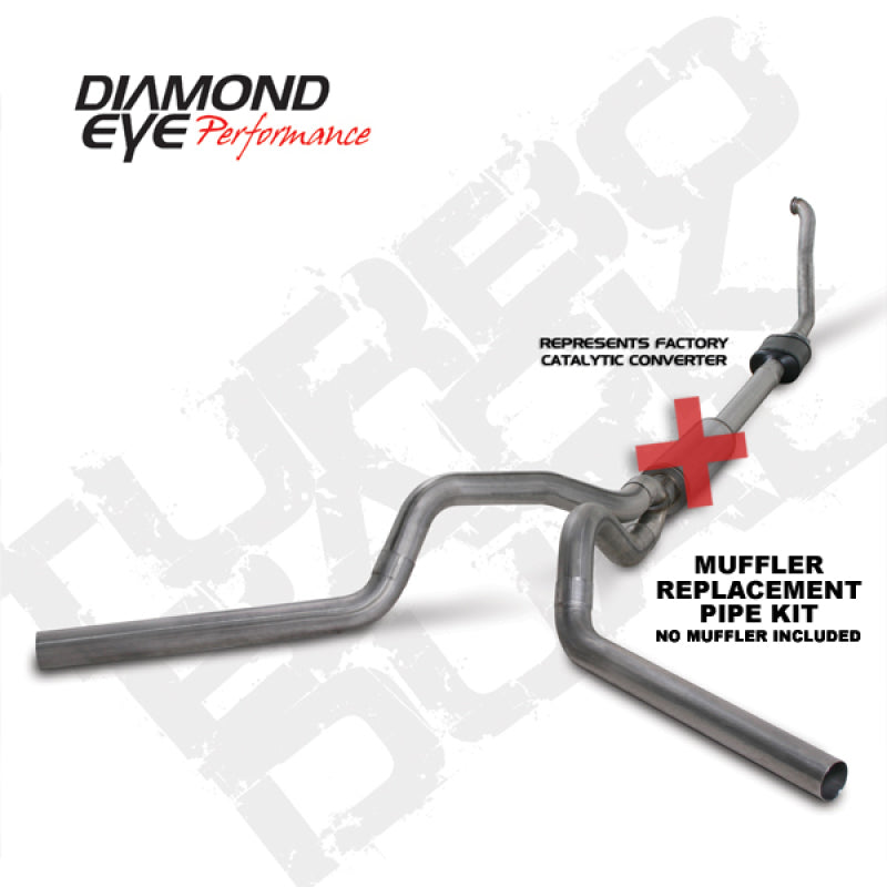 Diamond Eye KIT 4in TB MFLR RPLCMENT PIPE DUAL SS 94-97 5 7 3L F250/F350 PWRSTROKE NFS W CARB STDS Turbo Back Diamond Eye Performance