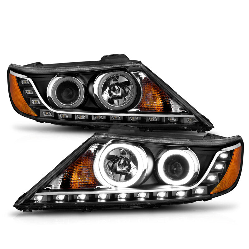 ANZO 2011-2013 Kia Sorento Projector Headlights w/ Halo Black (CCFL) Headlights ANZO