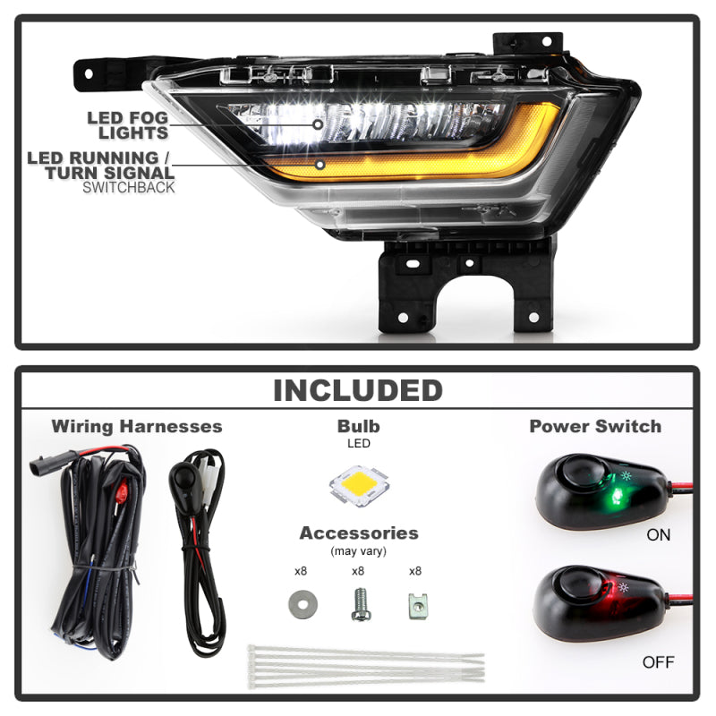 Spyder 21-23 Ford F150 w/ Turn Signal OEM Style Full LED Fog Lights w/ Switch FL-FF1502021-LED-T-C Fog Lights SPYDER
