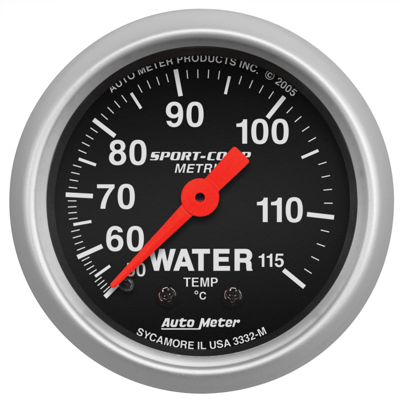 Autometer Sport 2in Water Temp Metric , 50-115 deg. C / Mech Gauges AutoMeter